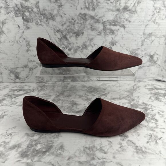 Vince Womens Nina D'Orsay Flats Size 8 Deep Cherry Red Suede Pointed Toe Slip On - Picture 3 of 8